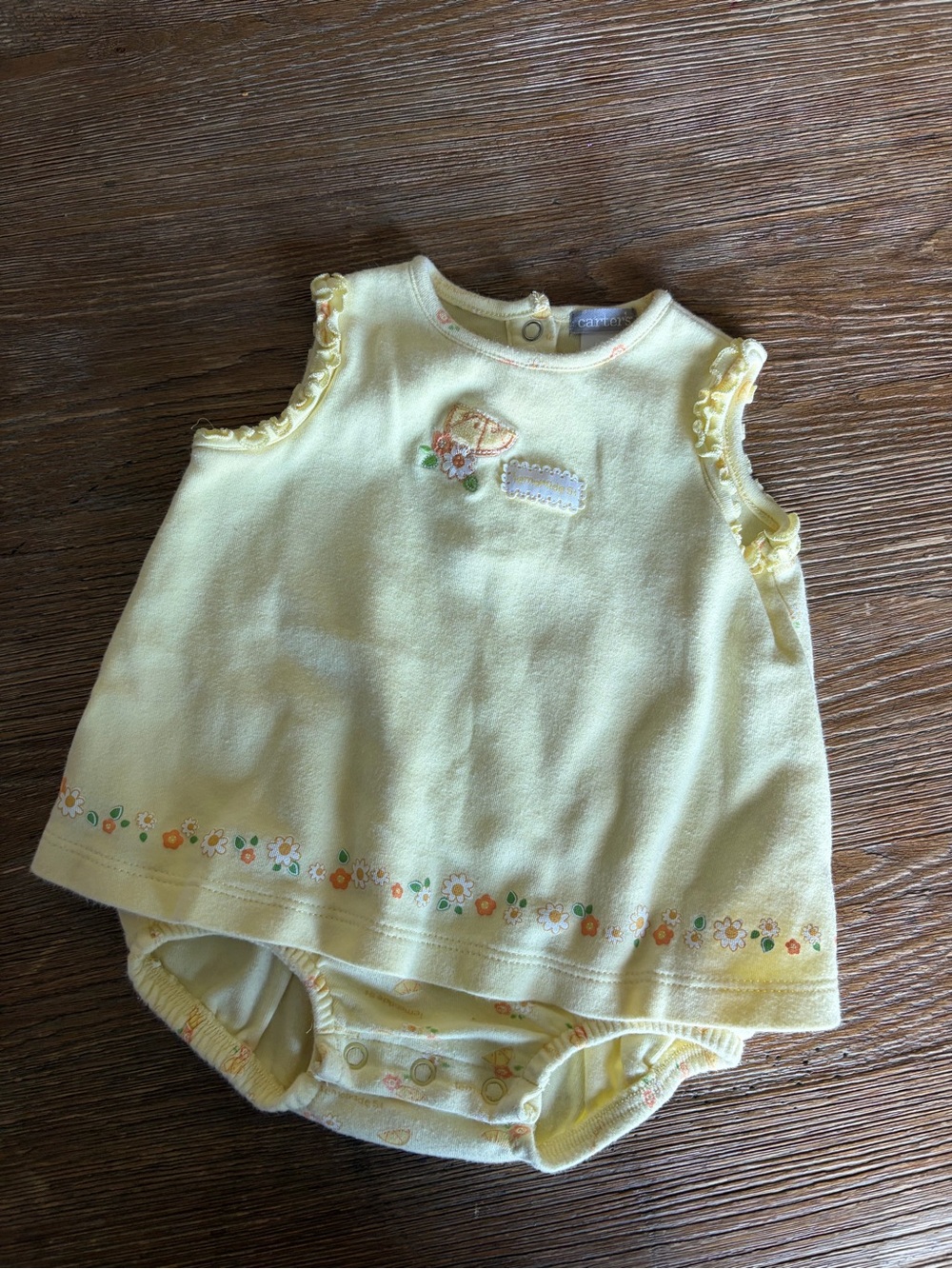Carter's Yellow Floral Trim Sleeveless One-Piece Bodysuit